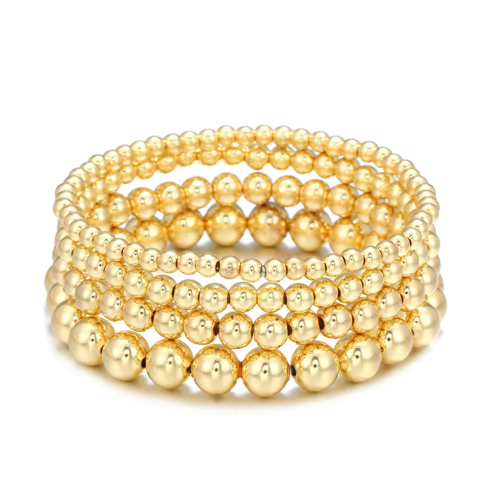 European and American  Bead Bracelet with Beach Style Geometry CCB Elastic Bracelet Set for Couples