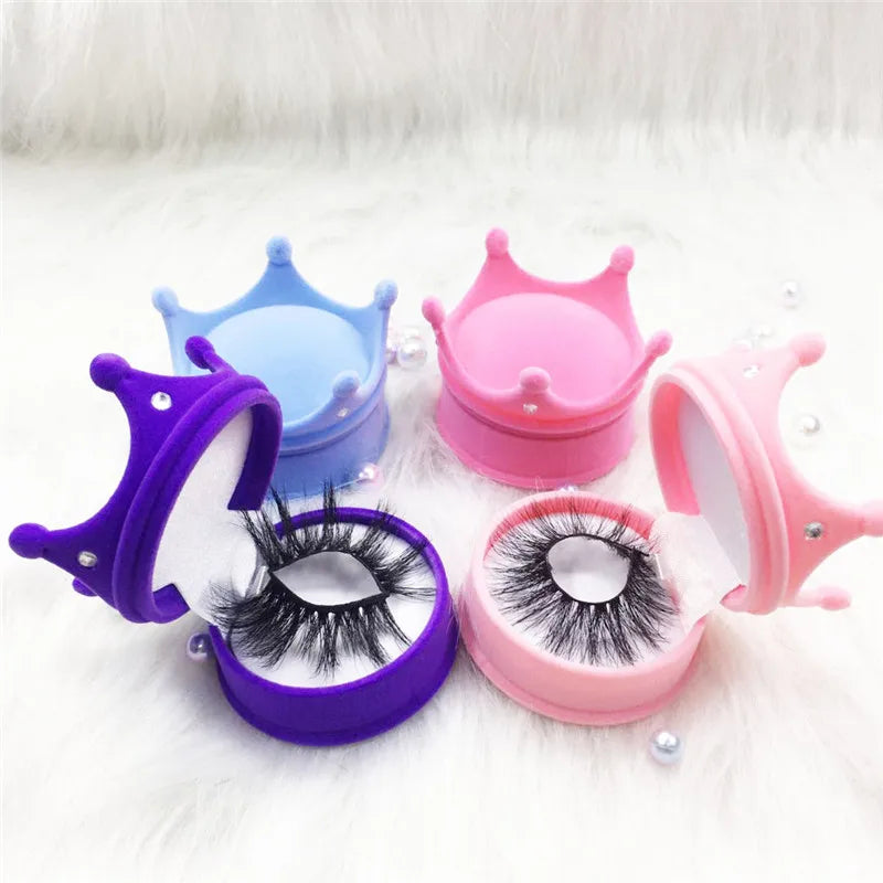 Luxury Lashesbox Custom Logo Lashbox Packaging Pink Lash Cases Crown Shape Lash Boxes Empty 25 mm Eyelash Packaging