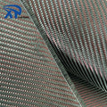 Silver Red Wire Mixed With Carbon Fiber Twill Plain Weave Metallic Thread Fabric