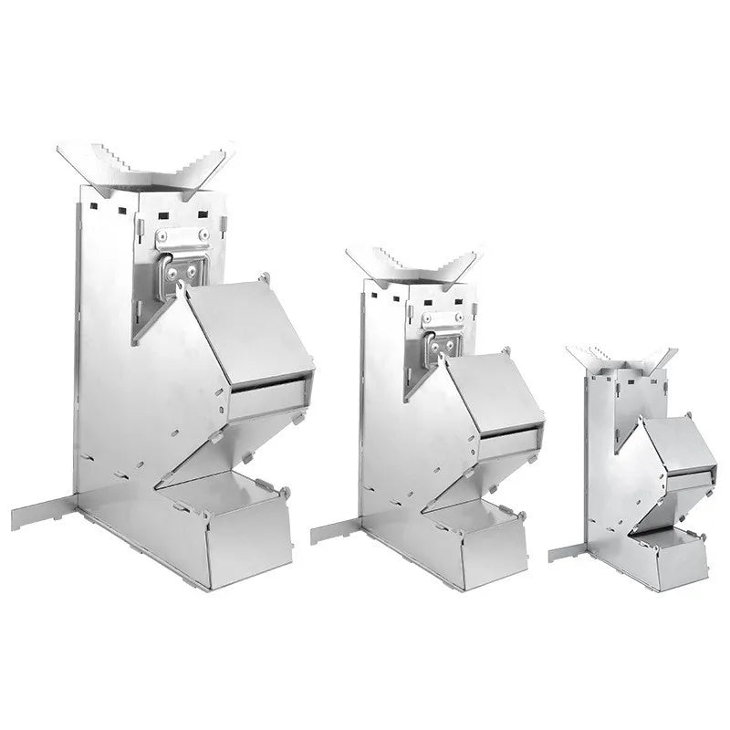 High Quality Thickened Stainless Steel Detachable Portable Rocket Stove Outdoor Wood Fire Stove Lighting Stove