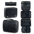Large PU Leather Travel Toiletry Cosmetic Bag Pouch Case Portable Cotton and Nylon Storage Box for Men and Women