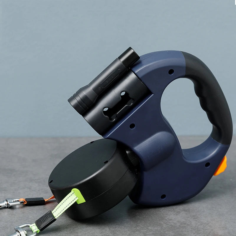 Custom Designer 2 In1 Multi-functional Light 3M Led Pet Leash Automatic Retractable Dog Leash With Container