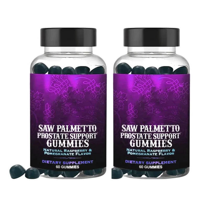 Saw Palmetto Prostate Gummies for Men Plant Based Prostate Supplement and Hair Support