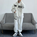 Men Tracksuit Manufacturers Custom Men Curved Zipper Letter Printed Hoodies Set Oversize High Street Sportswear Set for Men