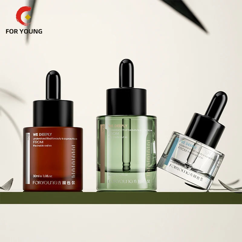 40ml 30ml 15ml Thick Bottom Amber Glass Dropper Bottle Essential Oil Bottle Skincare Serum Bottle for Cosmetic Packaging