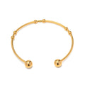 Fashion Jewelry 18K Gold Plated Ball Bracelets Stainless Steel Round Bead Ball Cuff Bangle