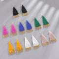 Bohemia Ethnic Big Handmade Seed Bead Dangle Earrings Boho Long Seed Bead Tassel Earrings