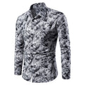 Men's Formal Wedding Prom Long Sleeve Slim Fit Button-up Stretch Shirts Wrinkle-Free with Pattern Plus Size
