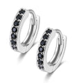 Wholesale Cute Wedding Small 7mm 11mm Cubic Zirconia Micro Pave Hoop Earrings 925 Silver Huggie Hoops Black CZ Cartilage