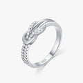Ailmay Real 925 Sterling Silver Fine Double Knot Finger Ring for Women Dazzling Clear CZ Fine Elegant Wedding Jewelry