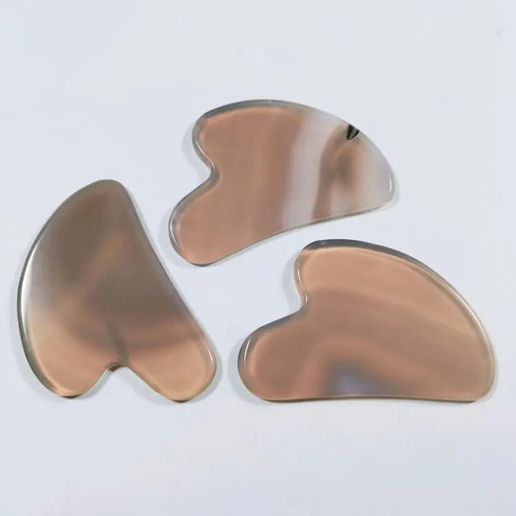DIY Gem Grey Agate gua sha comb gua sha crystal heart body gua sha stone with box quartz crystal