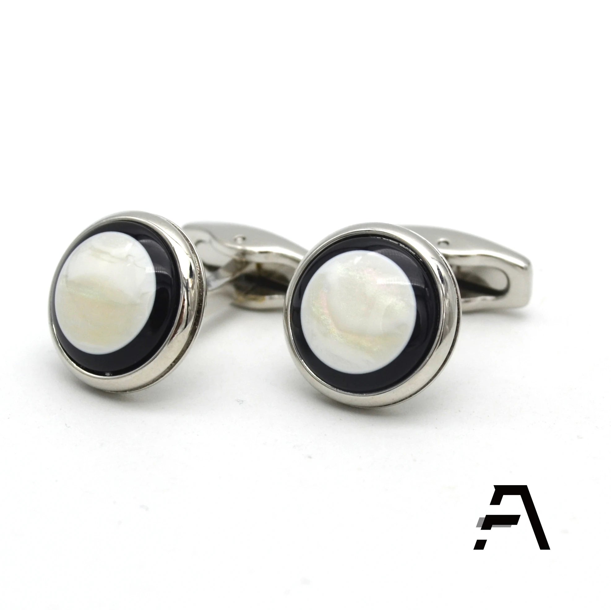 Wholesale Round Natural Stone Cufflinks for Men for Business Wedding Party Anniversary-Great Business or Gift Idea