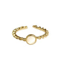 HVOANCI 4 2021 New Arrival Simple Gold Plated Opal Ring Simple Twist Open Finger Rings for Birthday Gift