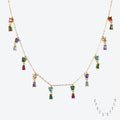 FUAMAY Silver 925 Colorful Cubic Zircon Gemstone Pendant Necklace Jewelry Colorful Pendant Necklaces