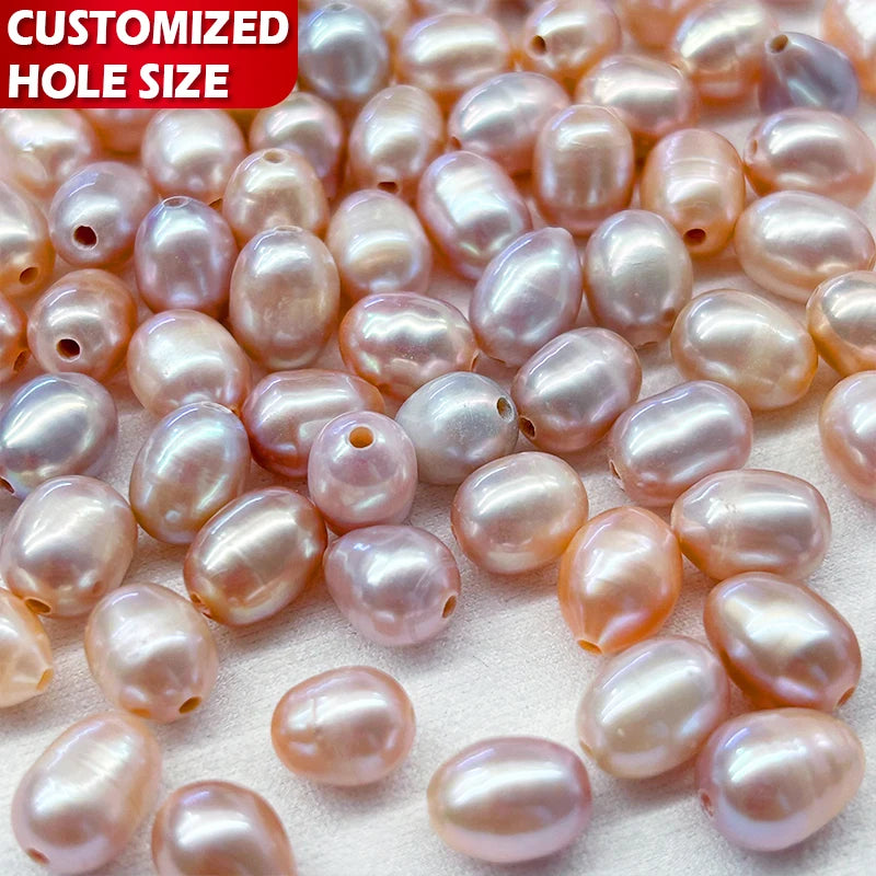 Natural Freshwater Pearl Beads Wholesale Real Fresh Water Pearls 7-8mm Beads with Holes for Jewellery Rice Shape Perlas Blancas