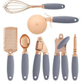 7-Piece Kitchen Gadget Set Food Grade Stainless Steel Nonstick Silicone Includes Grater Pizza Cutter Can Opener Peeler Utensils