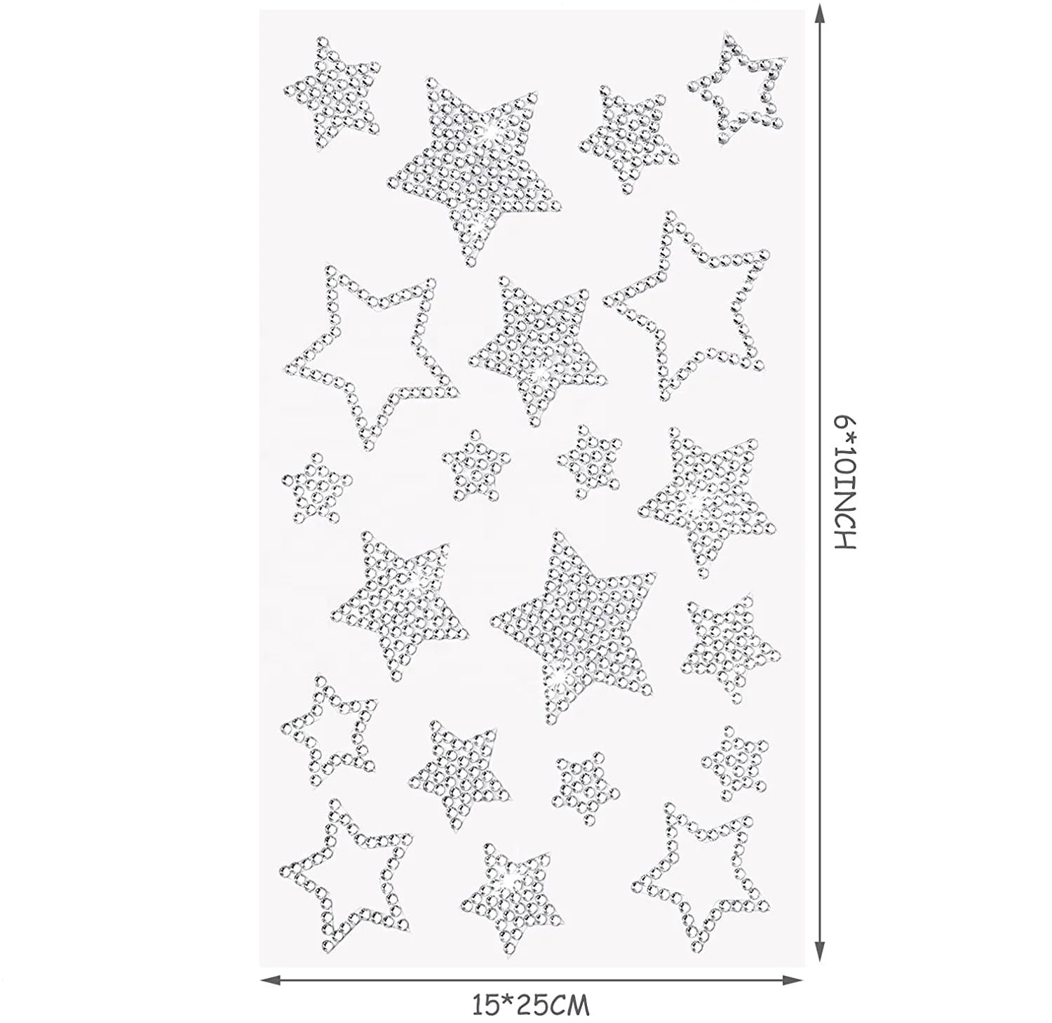 Bling Crystal Rhinestone Silver Star Stickers Christmas Star Stickers Star Crystal Car Stickers