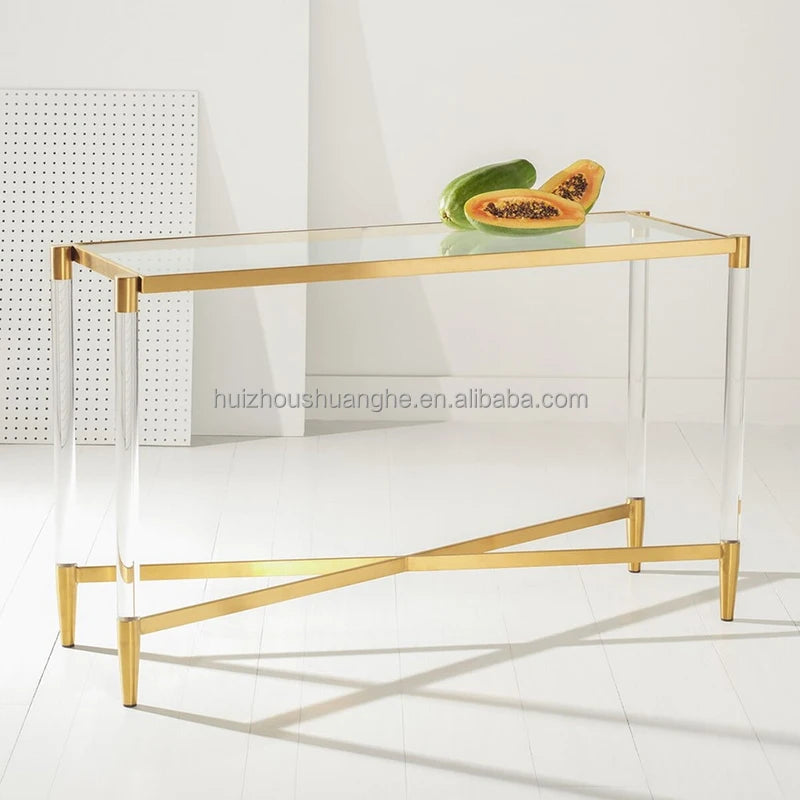 Luxury Modern Italian Design Console Table Transparent Acrylic Meuble Console for Home Hotel Villa Living Room Storage Features