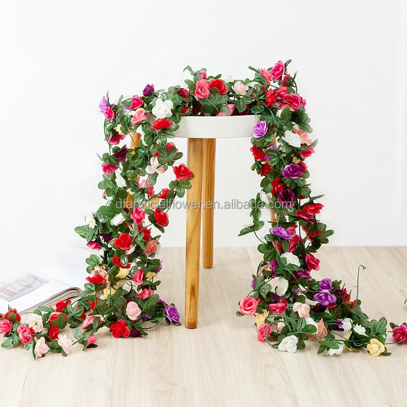 D3 Floral Craft Lifelike Hanging Silk Flower Garland Artificial Peony Vine for Store Home Party Garden Fence Decoration