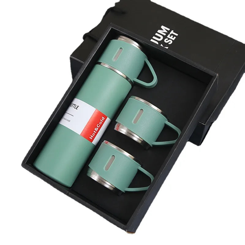High Quality Custom Christmas Gift Set 500ml One Vacuum Bottle Three Insulated Lids Promotion Gift Box Set for Women