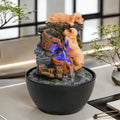 Cute Puppy Resin Tabletop Water Fountain LED-Lit Waterfall with Playful Dog Design Soothing Home Office Ambient Water Feature