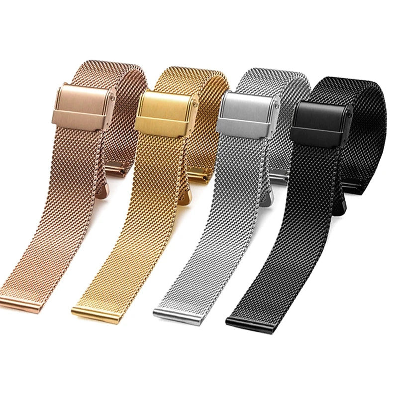 LAIHE Luxury Fashion Metal Stainless Steel Mesh Watch Band Straps 16mm 18mm 20mm 22mm Adjustable for DW Straps