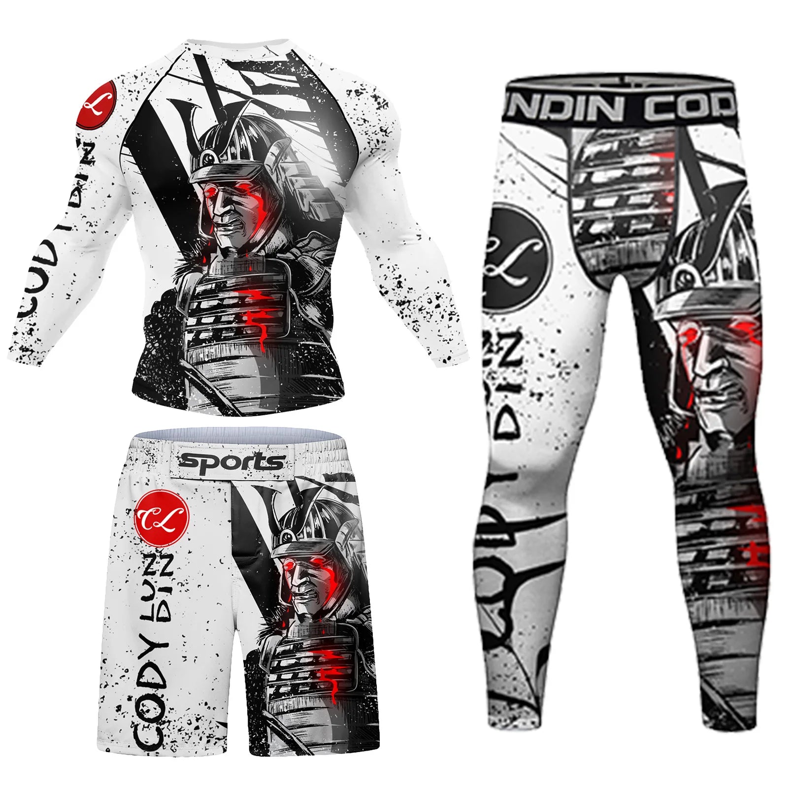 CODY LUNDIN Men Sublimation Printed Anime Gym Sets Grappling Boxing Jersey Tattoo Jiu Jitsu BJJ Rash Guard Mele Compression Set