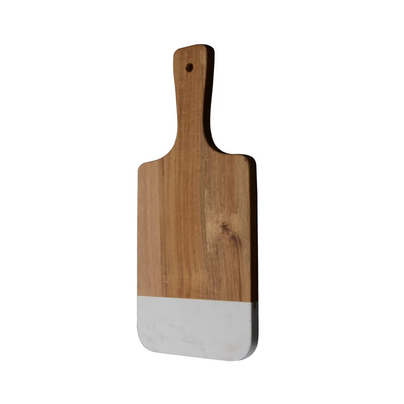 Marble and Natural Wood Cutting Board  with Handle Serving Board Steak Fruits Chopping Board Bread Serving Trays