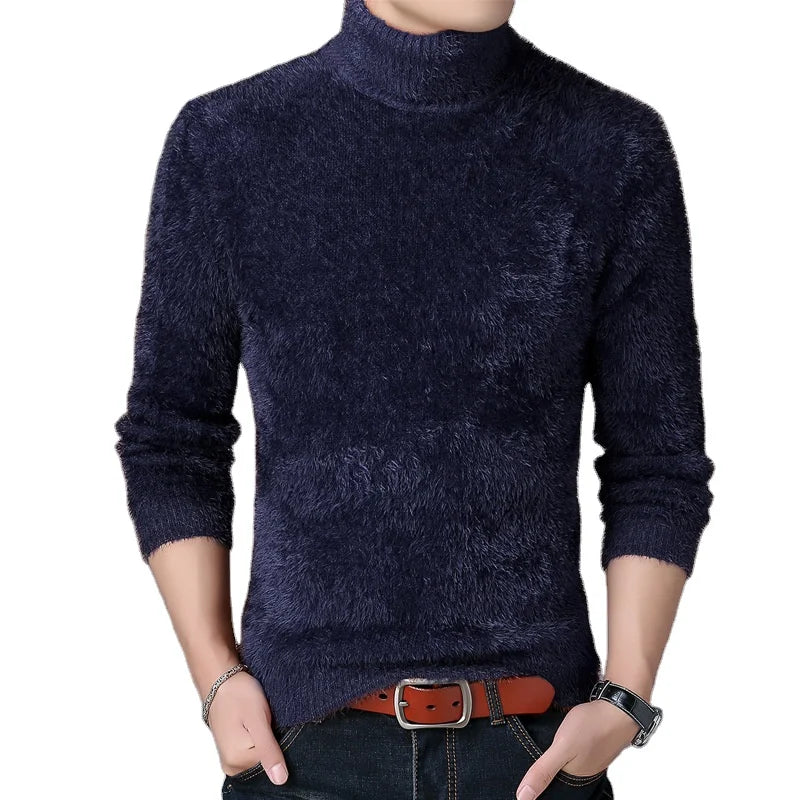 Fashion Casual Pullover Turtleneck Long Sleeve Loose Soft Thermal Men Sweater