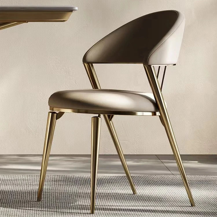 High End Residential Leather Seat Dining Room Chair Gold Luxury Stainless Steel Legs Home Furniture Modern Dinning Chairs Design