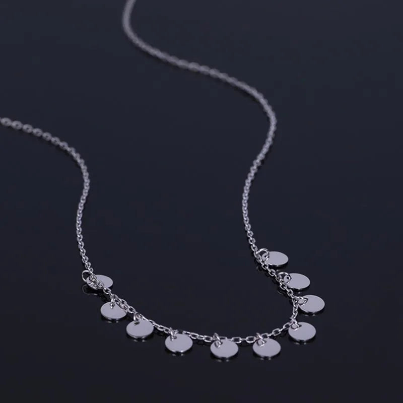 Multi Pendant Round Tag Stainless Steel Necklace