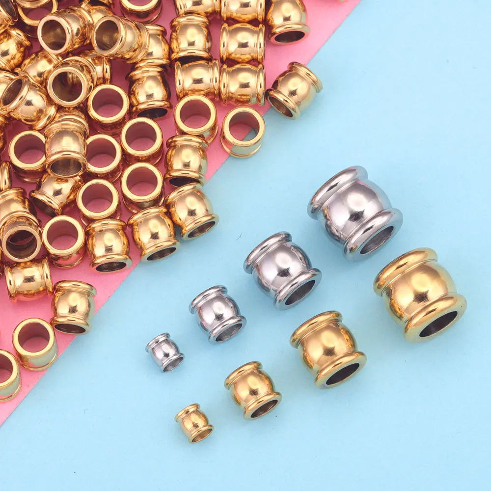 Silver Gold Stainless Steel Tube Beads DIY Jewelry Spacer Beads for Handmade Bracelet Necklace Jewelry Findings Components