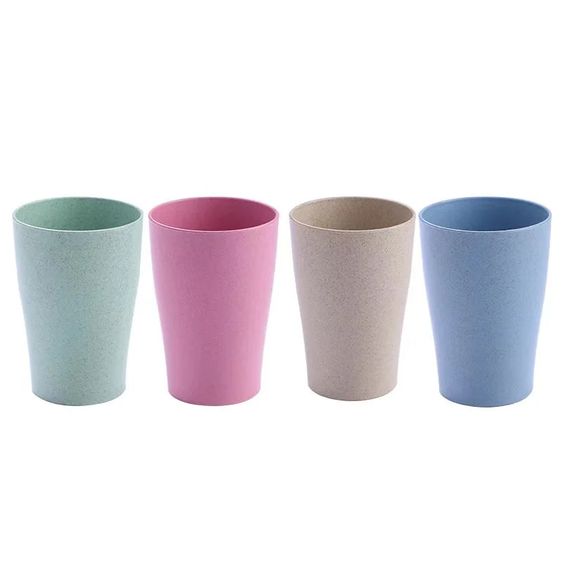 9oz 280ml Unbreakable Wheat Straw Plastic Cups Lightweight Stackable Tumbler Reusable Dishwasher Safe Water Tooth Glass