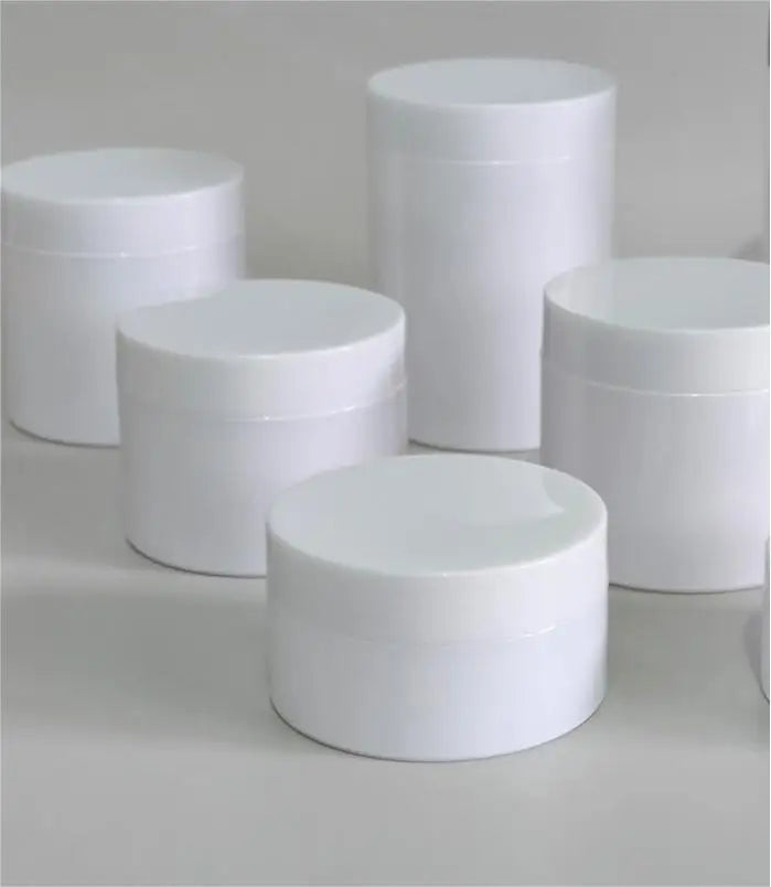 White Wide Mouth Jar PE Material Plastic Packaging With Screw Cap 25g 50g 75g 100g 360g