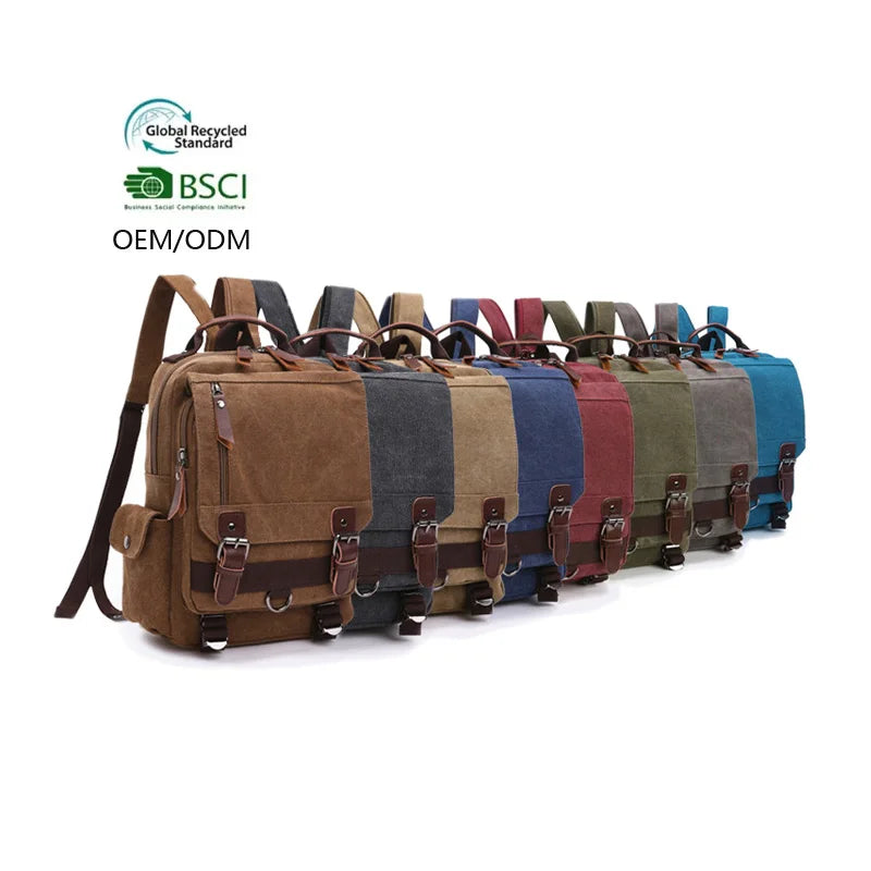 Vintage Rucksack Backpack Custom Travel Backpack Canvas Hiking Backpack Bag for Men