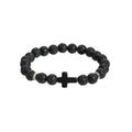 Cross Beads Bracelet for Men Women 8mm Healing Lava Stone Stretch Bracelets