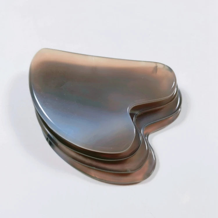 DIY Factory Supply Natural Polished Grey Agate Ice Cream Spoons Heated Gua Sha Tools for Eye