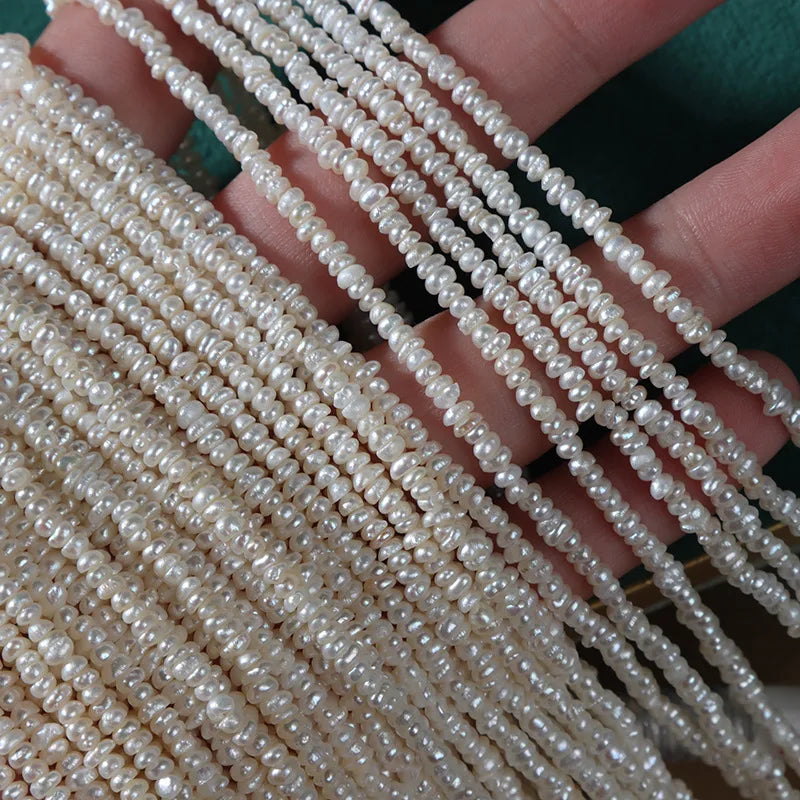 Wholesale 2.5mm Freshwater Pearls Irregular Flat Bead Loose White Natural Pearls for DIY Pearl Jewelry