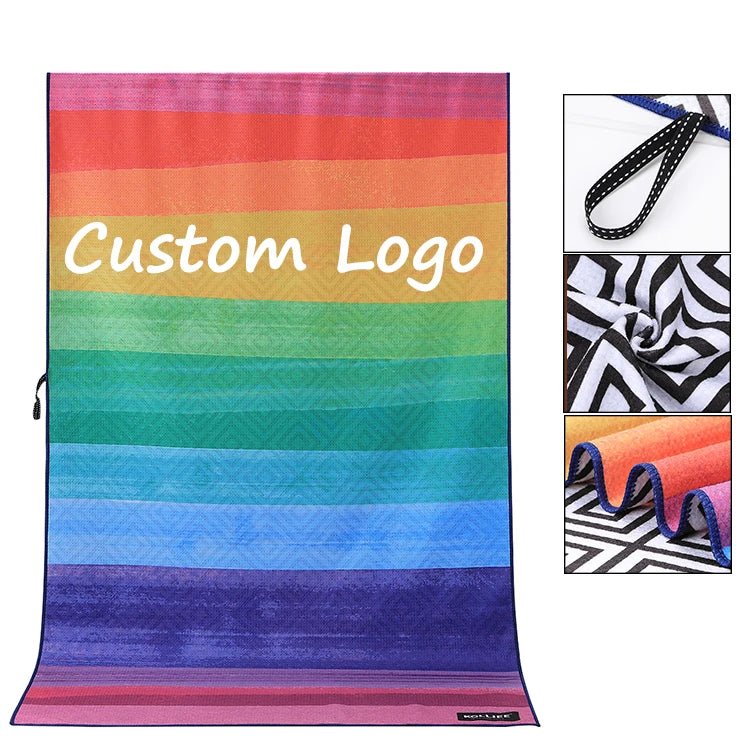 Design Extra Large  Private Label Logo Double Side Sand Free Quick Dry Custom Waffle Printing Microfiber Beach Towel