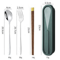 3 PCS Portable Camping Flatware 304 Stainless Steel Fork Spoon Aluminum Alloy Wood Chopsticks Cutlery Set with Rack Case