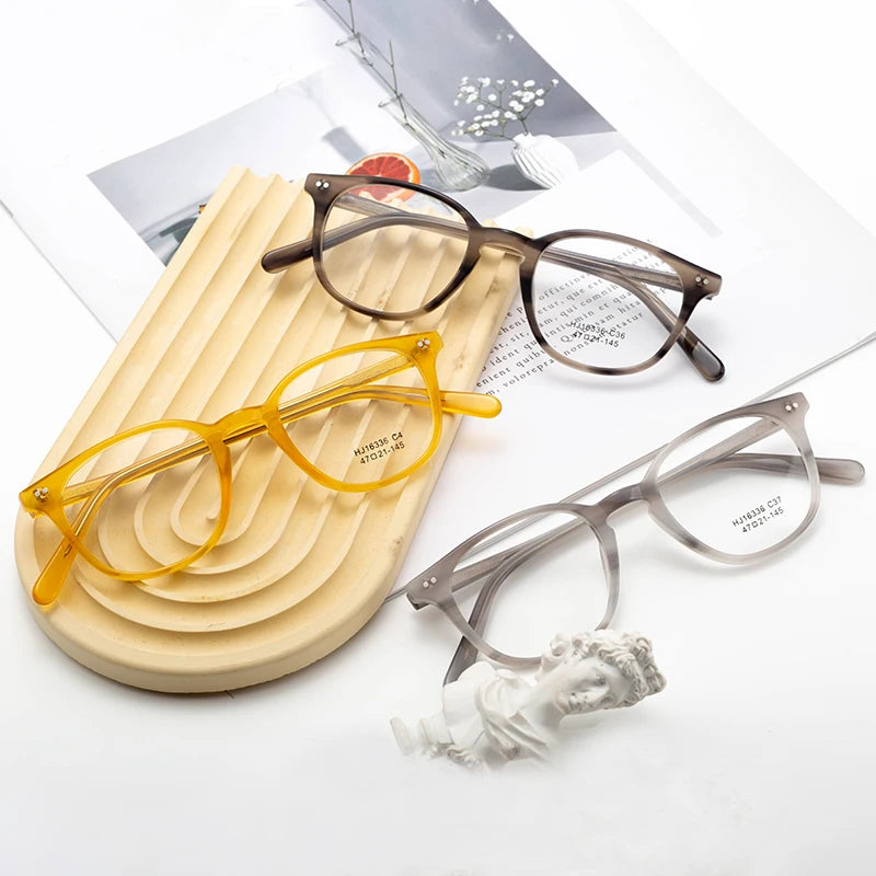 Japanese New Design Retro Handmade Fashionable Diamond Acetate Frames Durable Eyeglasses for Daily Wear Wholesale Optical