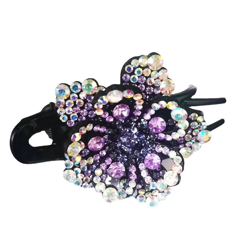 Wholesale Flower Hair Claw Rhinestone Hairpin Korean Duckbill Clip