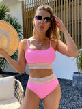 Cutout Bralette V-Front High Waist Bikini Set for Women Tank Top Two Pieces Swimsuit Beach Swimwear Bathing Suits