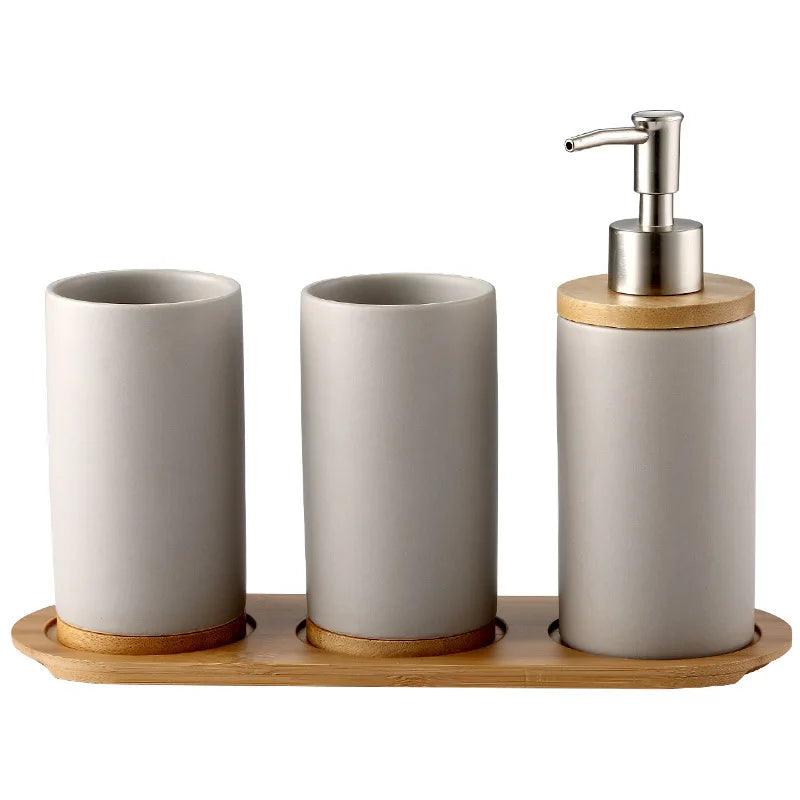 ECO Bamboo Luxury Bathroom Decoration Set Home Ceramics  Bathroom Accessories Set