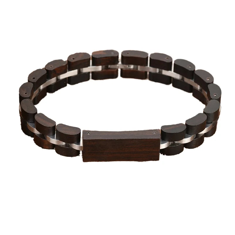Quickshipment Factory Direct Unisex Stainless Steel Bracelet Custom Wood Jewelry for Men Silver Plated Wedding or Gift Accessory