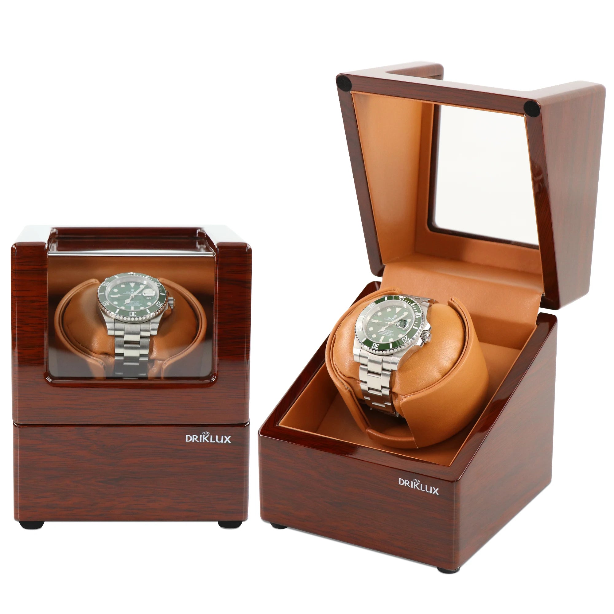 Automatic Rotating Square Wood Single Piano Lacquer Watch Winder Smart Gyro Orbit High Quality Custom Display Grain Drawer Black
