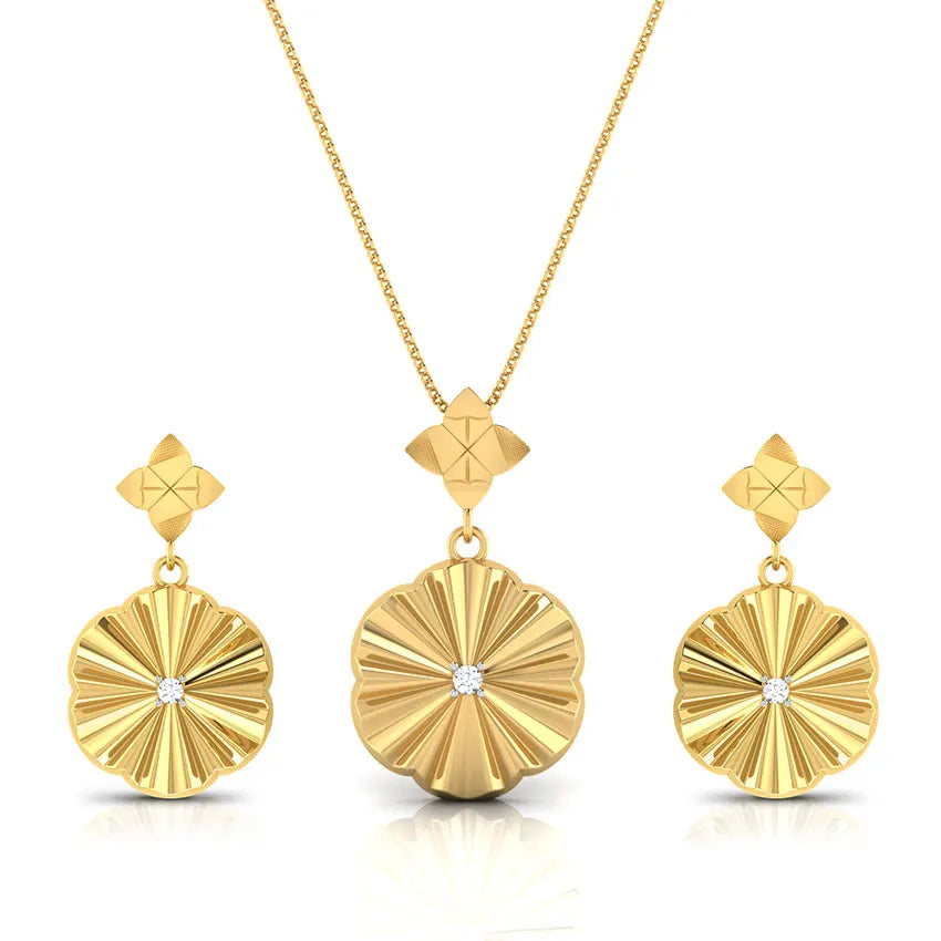Fashion Jewelry Crystal Necklace & Earrings Clematis Matching Set Stainless Steel Waterproof No Last 14K Gold Plated Set Jewelry