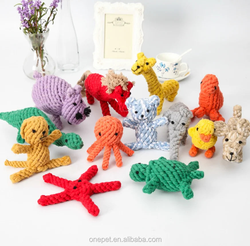 Manufacturer Price Wholesale Small Animals Cotton Hemp Rope Ball Pet Toy Set Dog Chew Cotton Rope Toys