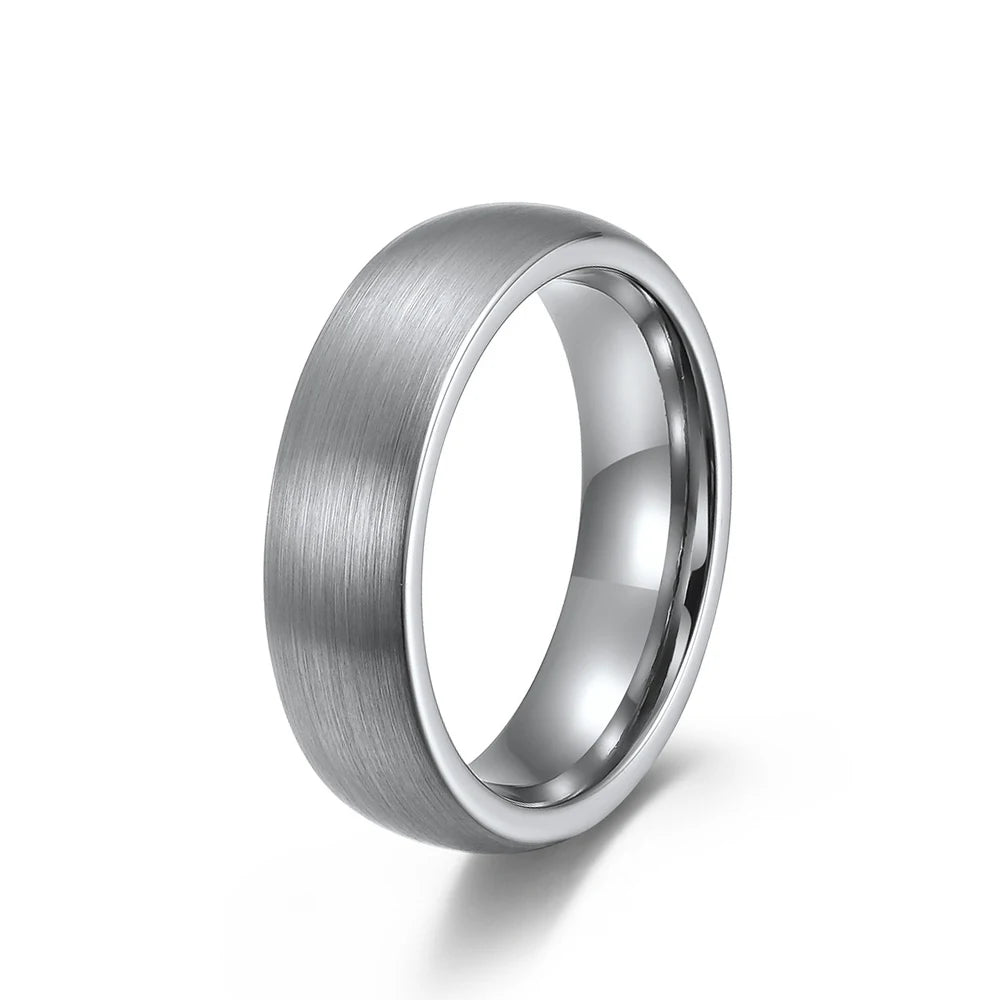 New 4/6/8mm Light Luxury Silver Sand Surface Arc Tungsten Steel Ring Cool Wedding Tungsten Steel Couples Rings Finger Rings MegaBDM