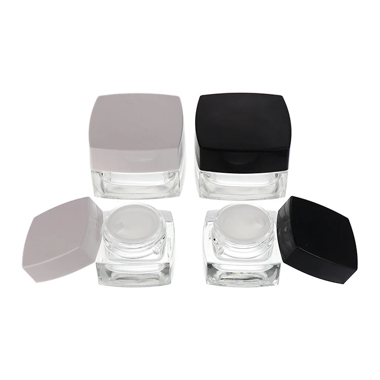 5g 10g 15g 20g 30g 50g Cosmetic Glass Jars the Factory Sells the Latest Design Square Glass Skin Cream Jar
